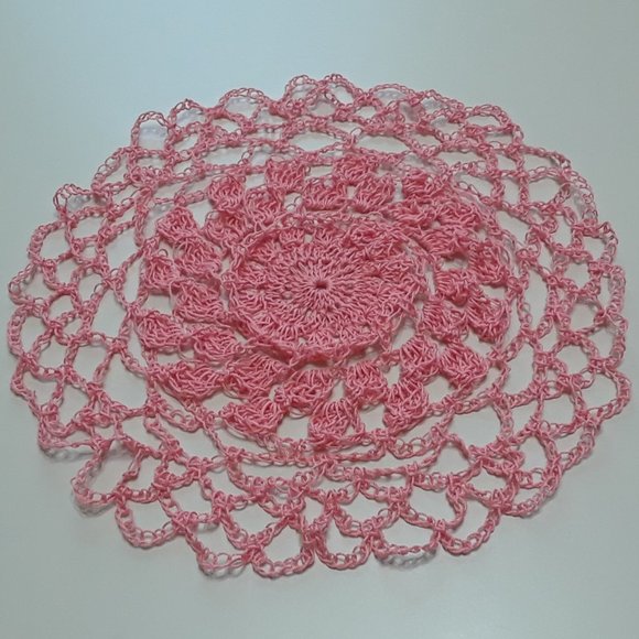 Detailed Handmade Coral Crochet Doily 10" - Picture 3 of 7